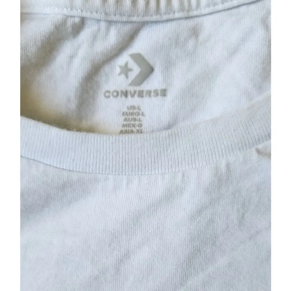 Converse Heart Logo Cropped Graphic Tee White Orange Size Large